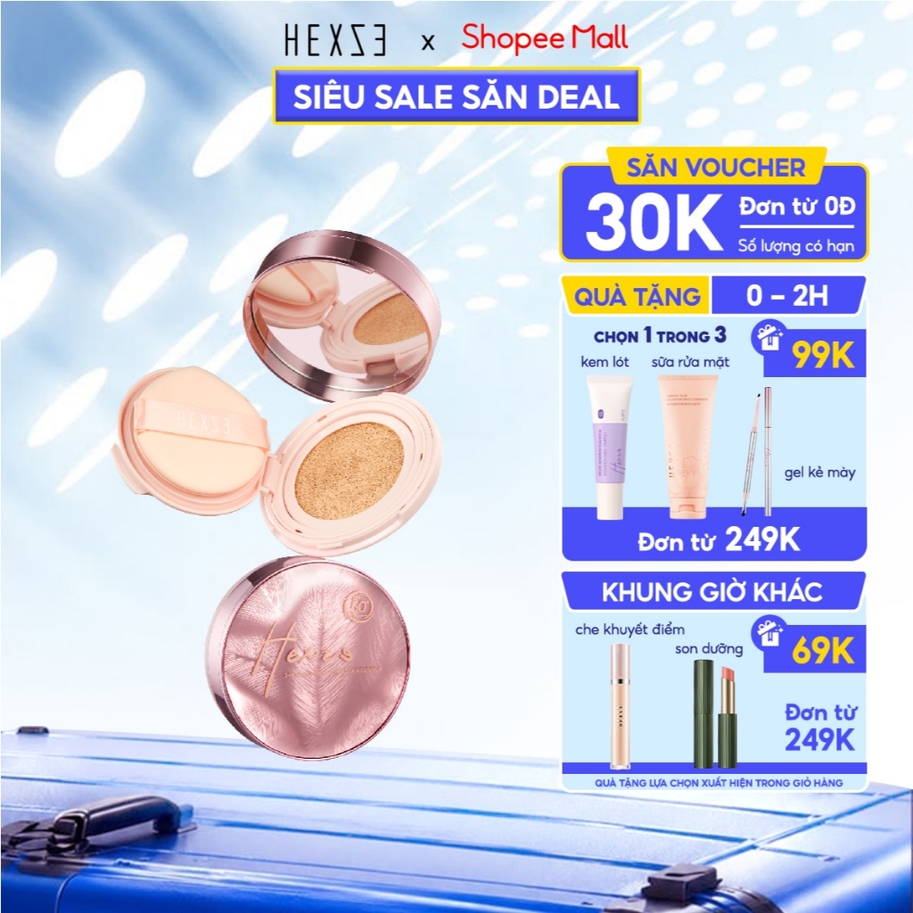 Cushion HEXZE 3in1 tích hợp chống nắng SPF50+, PA++++ Che Khuyết Điểm, Má Hồng Cushion Chống Nắng,trang điểm tự nhiên