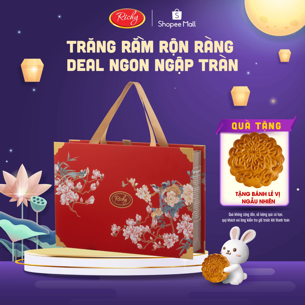 [ TẶNG BÁNH LẺ ][GIAO NHANH ] Bánh Trung Thu Richy - THU – THU VŨ (ĐỎ) RICHY | HỘP 6 BÁNH TRUNG THU CAO CẤP