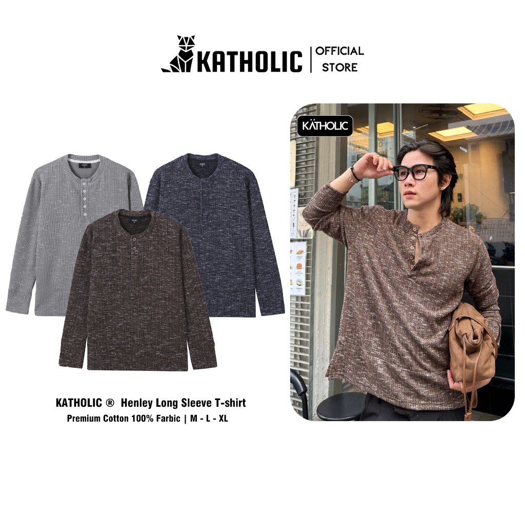 [THU ĐÔNG 2026] Áo Thun Dài Tay Nam Nữ Henley Longsleeve KATHOLIC Chất Liệu Thun Len Form Regular KAT047