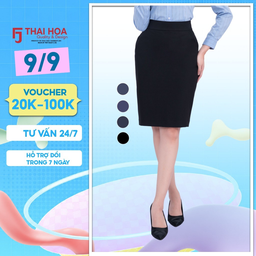 Chân váy nữ dài R01 Thái Hòa chất liệu cotton mềm mại vải trơn 1 lớp đa dạng màu sắc thời trang