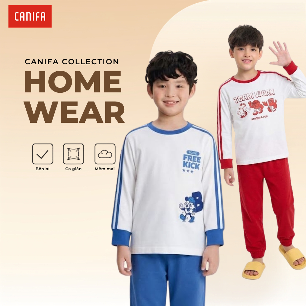 Bộ quần áo bé trai CANIFA mặc nhà thoải mái có chứng chỉ OEKO-TEX an toàn với làn da 2LS26W005
