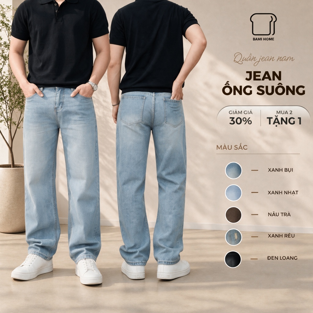 Quần jean nam MAGIC BAMI HOME, quần baggy jean ống suông, tôn dáng, dễ phối đồ QJ07