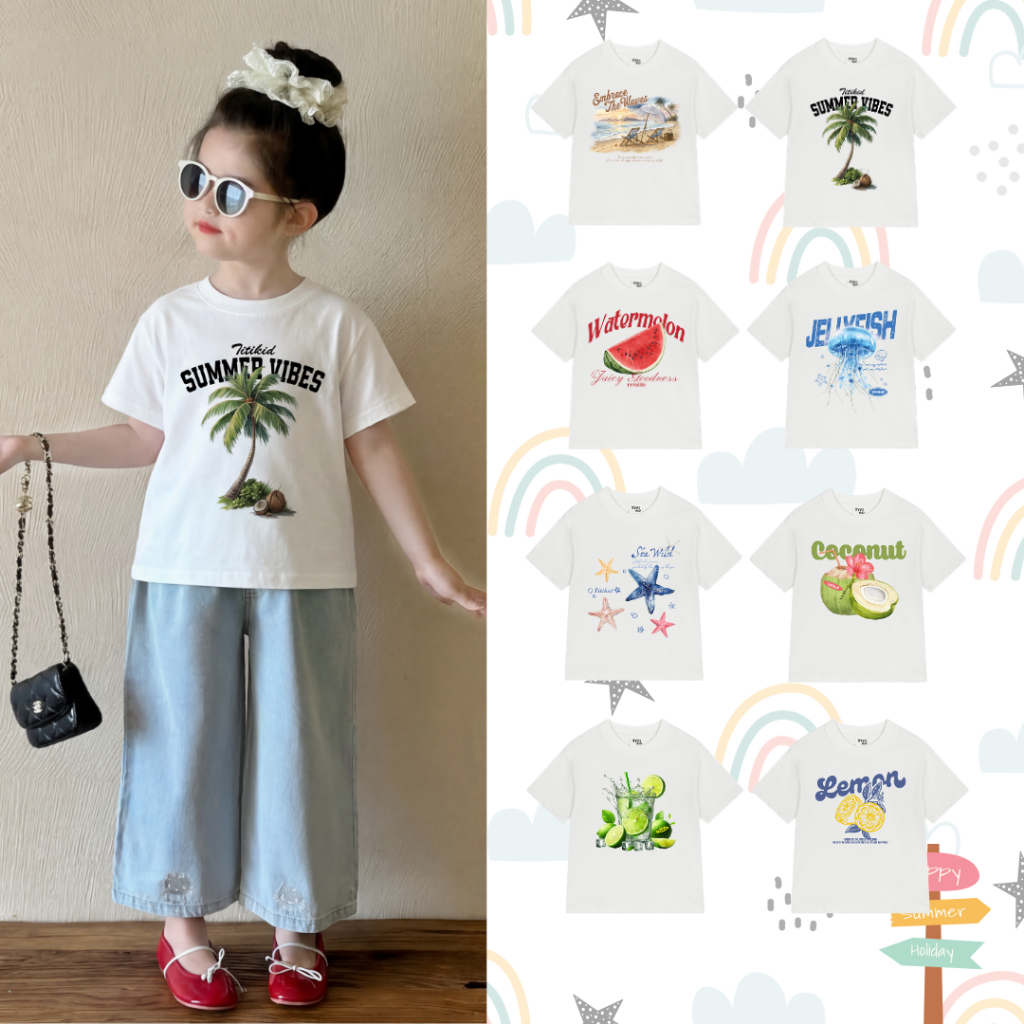 Áo Thun - BST BIỂN - Áo Thun Tay Ngắn Cho Trẻ Em, Vải Cotton Mềm Thoáng Mát - TTK58