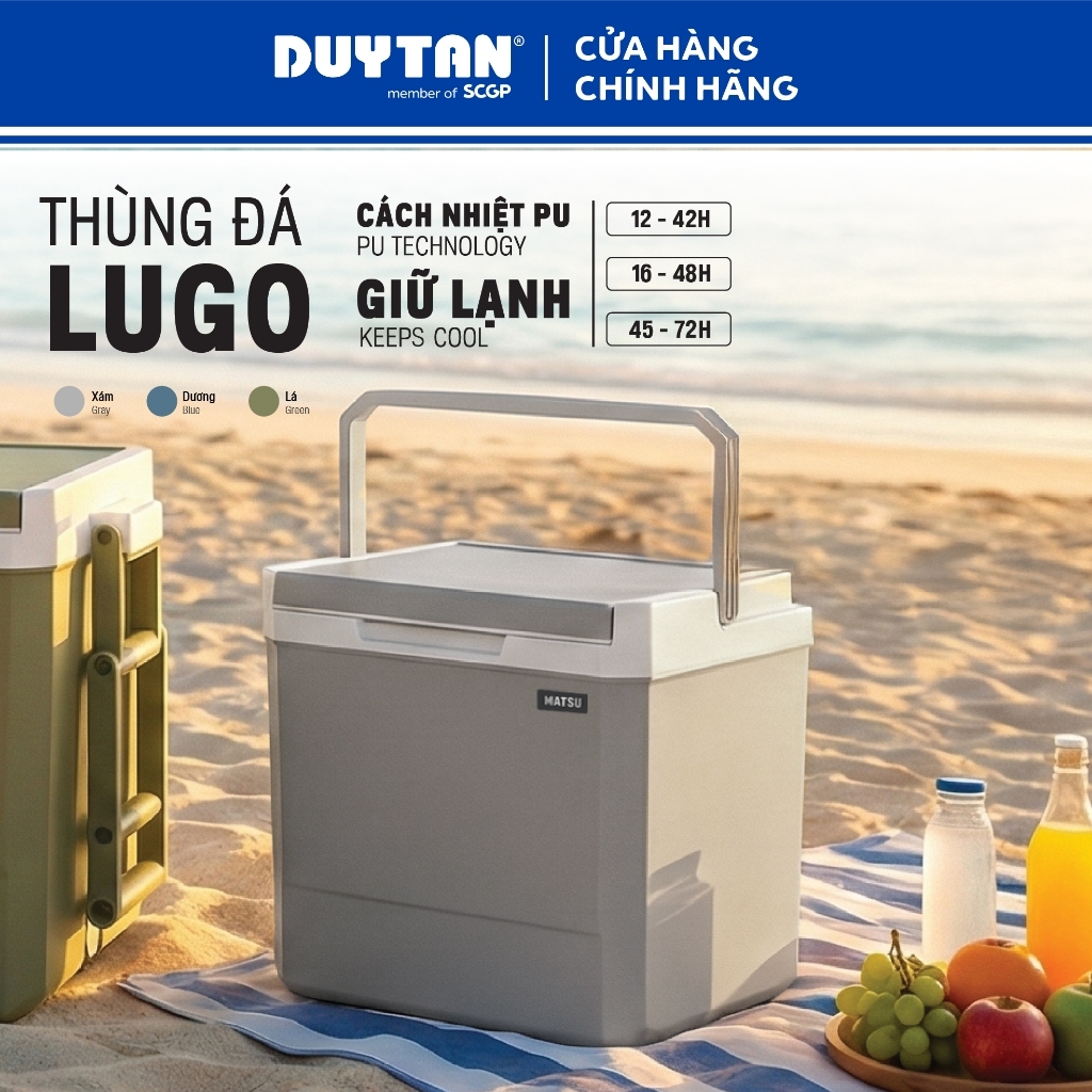 Thùng Đá Giữ Lạnh LUGO MATSU Dung Tích 12L - 16L, Giữ Lạnh 42H - 48H, Nhựa PP, TPE, PU, Quai Xách Tiện Lợi