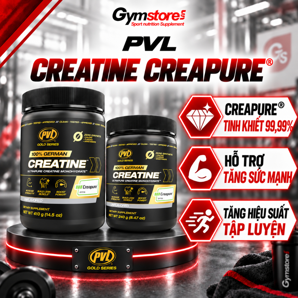 Bột tăng sức mạnh PVL CREAPURE German Creatine siêu mịn siêu tinh khiết, hỗ trợ tập gym - Gymstore