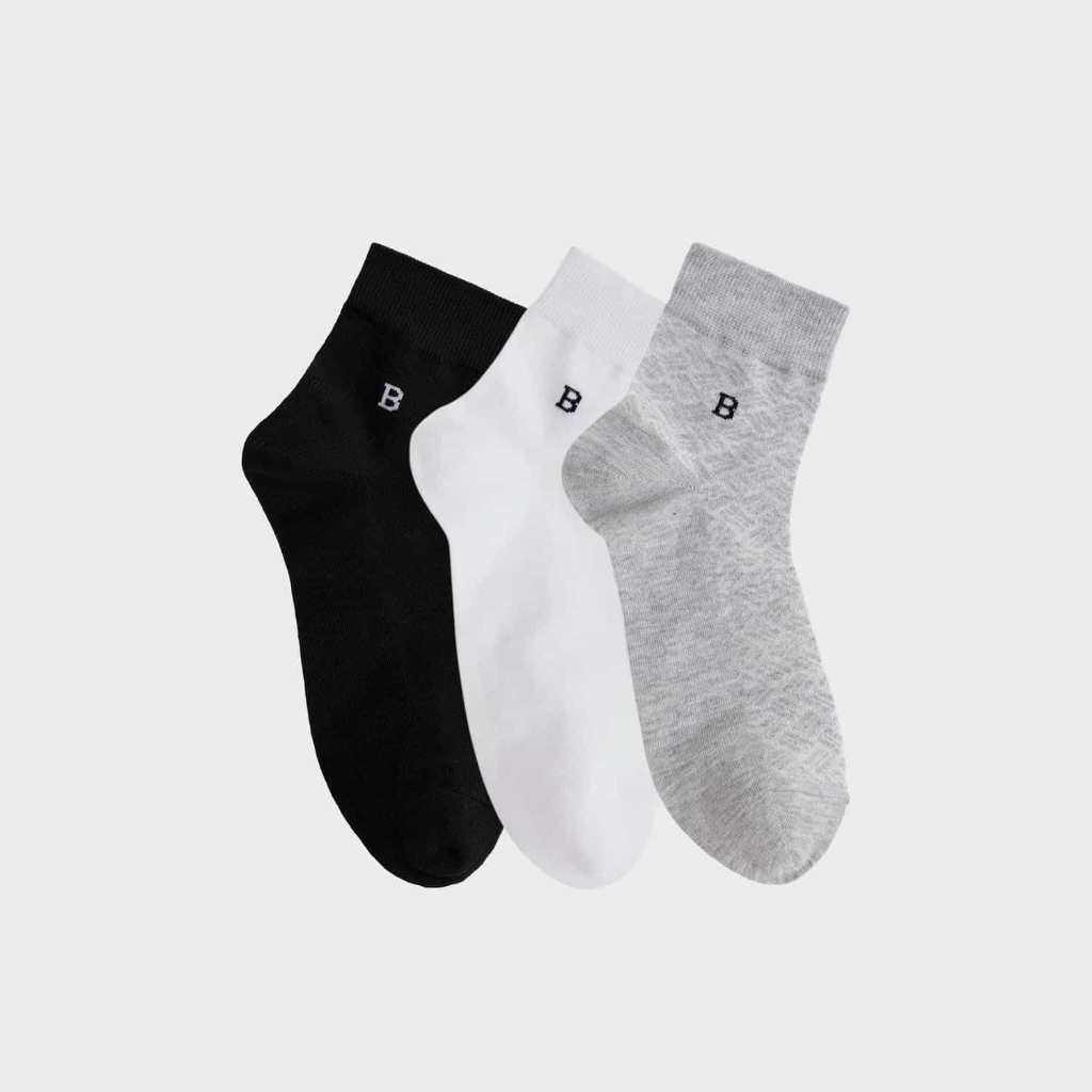 Combo 3 tất nam cổ trung họa tiết Geometric dập chìm Bizmen mix màu BSC012EDP03