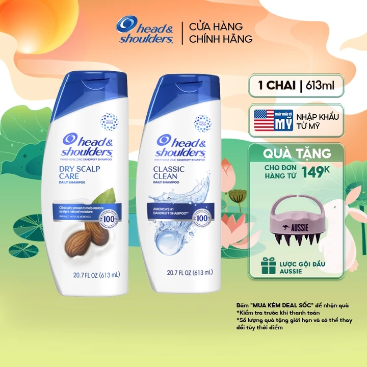 Dầu Gội Sạch Gàu HEAD & SHOULDERS Mỹ Sạch Sâu/ Dành Cho Da Đầu Khô - Chai 613ML