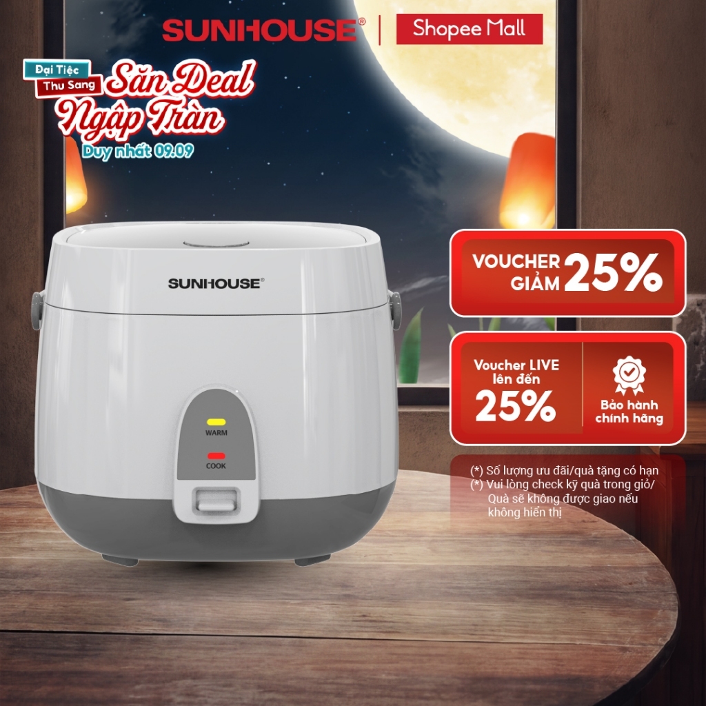 Nồi cơm điện 1.8L Sunhouse SHD8611- Lòng nồi: 1mm, chống dính 2 lớp vân đá, 4-6 người dùng - Sản xuất tại Việt Nam | BigBuy360 - bigbuy360.vn