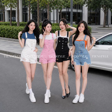 TIENSTYLE-Yếm Jean Nữ Lai Tua Quần Yếm Nữ BigSize 85kg, Yếm Jean Dễ Thương DịpTết