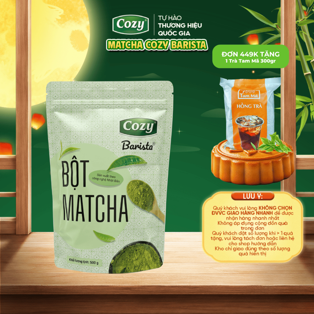 Bột Matcha Cozy Túi Lớn 500gr Bột Trà Xanh Pha Chế Matcha Latte Matcha Coldwisk Tối Ưu Chi Phí Pha Chế Cho Bán Quán
