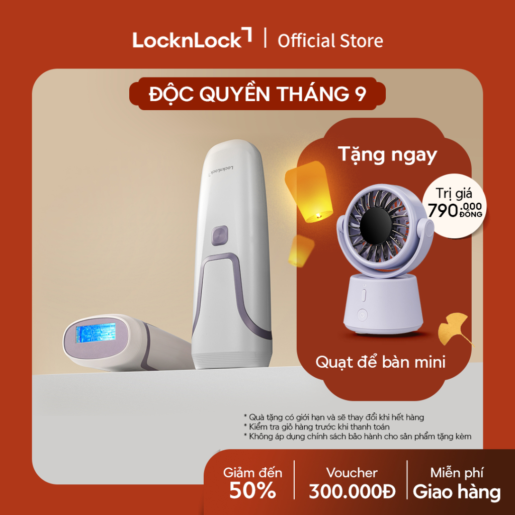 Máy triệt lông LocknLock IPL Sapphire Cooling Hair Removal Device ENC312IVY