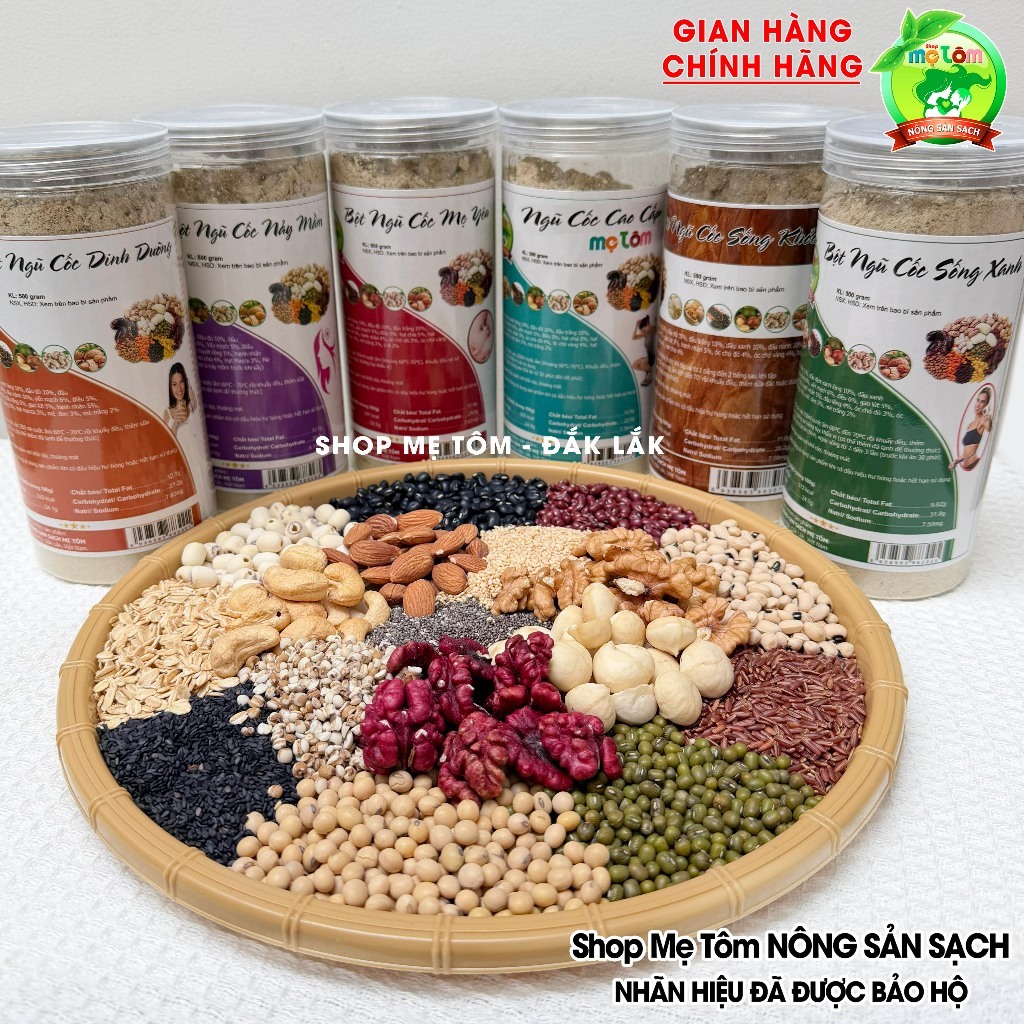 1KG Bột ngũ cốc cao cấp mẹ Tôm CHÍNH HÃNG 17 loại hạt (Dinh dưỡng, Tăng cân, Lợi sữa, Giảm cân, Nội tiết tố, tập gym)