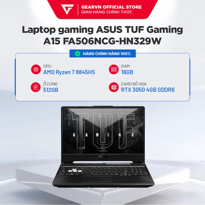 Laptop gaming ASUS TUF Gaming A15 FA506NCG-HN329W | Ryzen 7-8845HS | RTX 3050 4GB | 16GB | 512GB | BH 24 Tháng