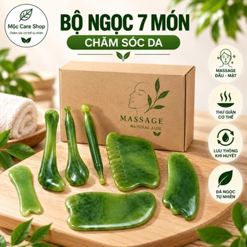 [Tách lẻ] Bộ ngọc cạo gió dưỡng sinh 7 món bằng nhựa. Dụng cụ cạo gió ấn huyệt massage