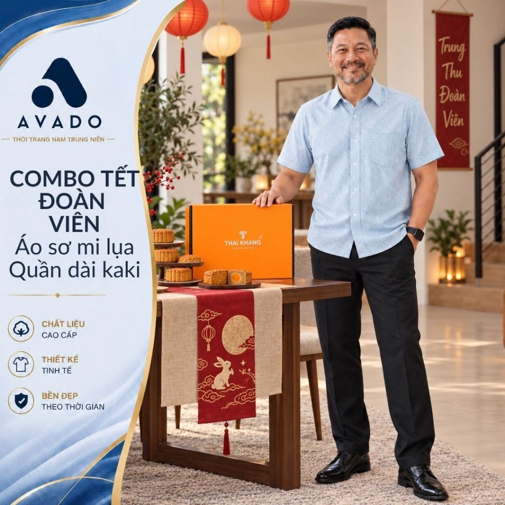 Combo Quà Tặng Bố Áo Sơ Mi Nam Tay Ngắn ATK64 + Quần Kaki Dài QUAN04 – Bộ Đồ Nam Trung Niên Lịch Lãm, Thoải Mái
