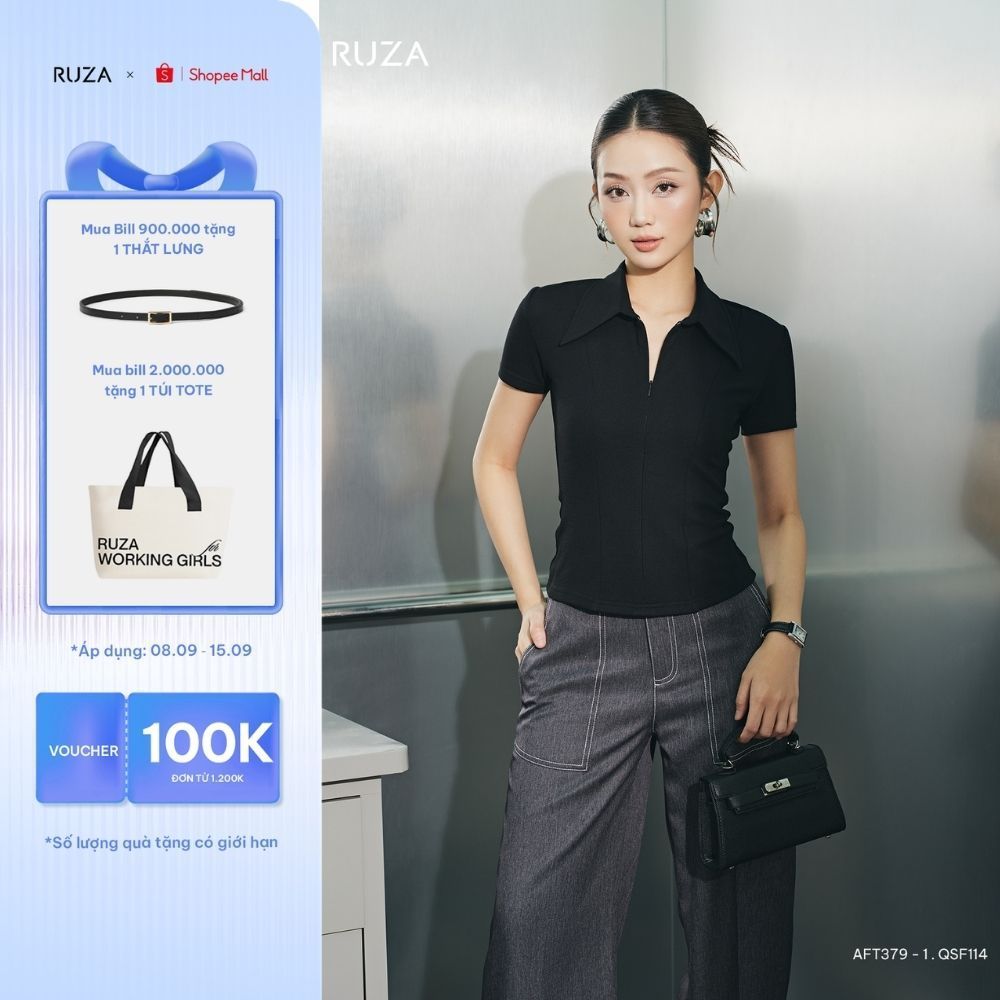 [SIZE NHỎ - NHÍCH LÊN 1 SIZE] Áo thun kiểu nữ tay ngắn RUZA thời trang công sở năng động thanh lịch AFT379