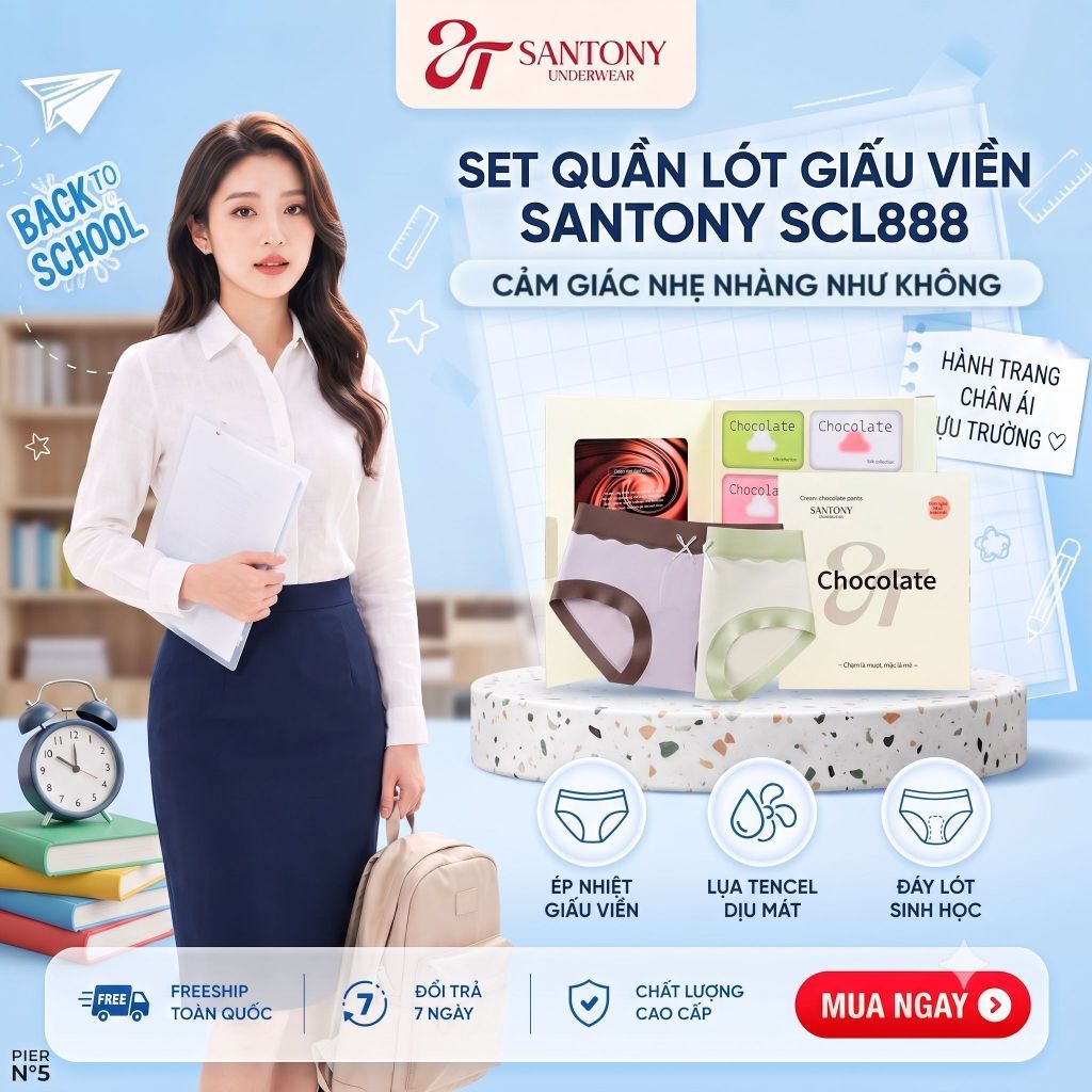 Set Quần Lót Giấu Viền Santony SCL888 - Lụa Tencel Dịu Mát, Tự Tin Tựu Trường