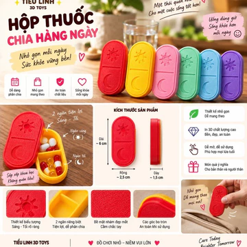 Hộp Đựng Thuốc Chia Sáng Tối Mini In 3D – Hộp Thuốc 2 Ngăn Hàng Ngày Nhỏ Gọn Mang Theo
