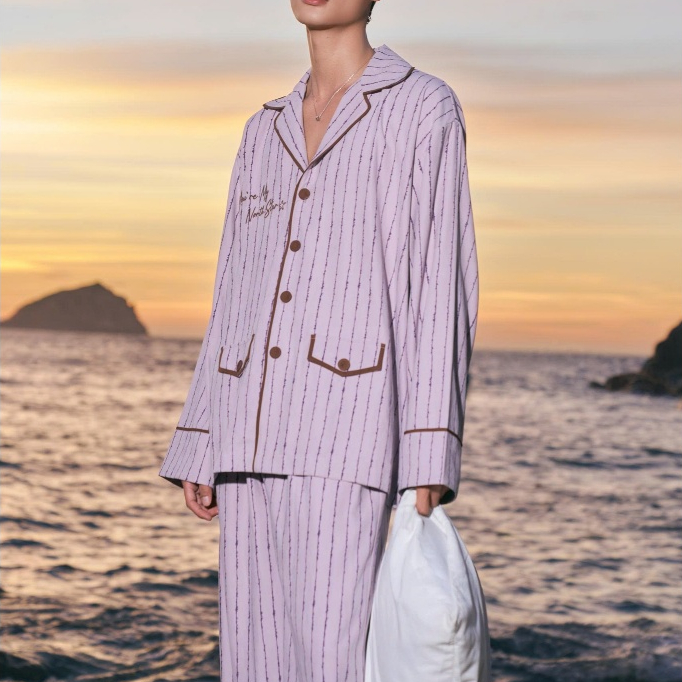 TINH HÀ "SAY HI" & TOHA HOMEWEAR | Bộ Pijama Nam Nữ NORTH STAR Màu Tím Lavender Nhẹ Nhàng, Dáng Dài Thoải Mái | BigBuy360 - bigbuy360.vn