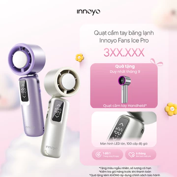 [TẶNG QUẠT HANDHELD] Quạt cầm tay gấp gọn Innoyo Fans Ice Pro - Màn hình lớn, 100 cấp độ gió, sò lạnh làm mát