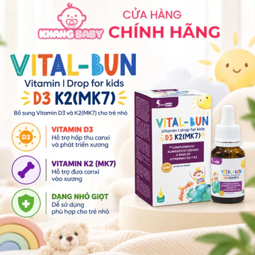 Vitamin D3K2(MK7) Vital-Bun Cho Bé 0M+ Hỗ Trợ Bổ Sung Vitamin D3, K2 Cho Cơ Thể