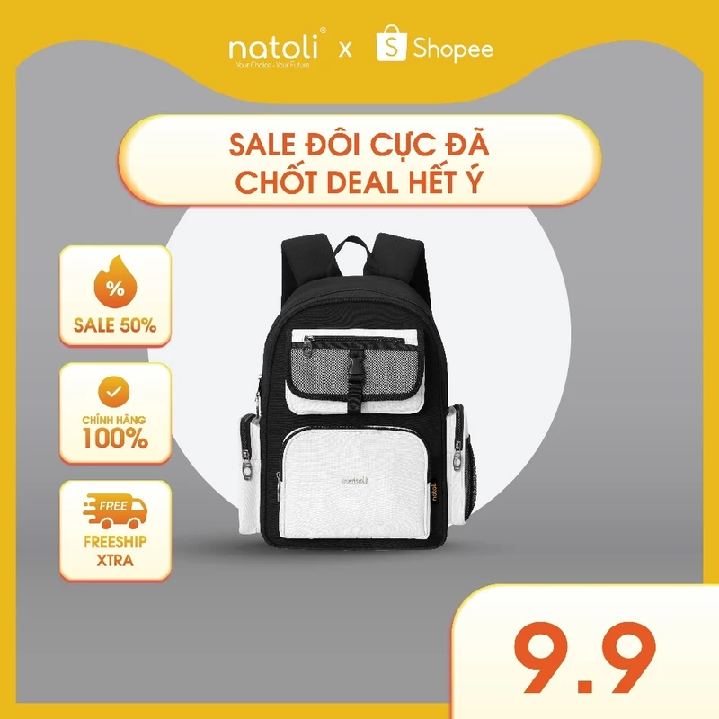 Balo local brand học sinh hàn quốc thương hiệu NATOLI chất vải canvas thời trang chống nước dày dặn ICON BACKPACK B13 — ảnh 1