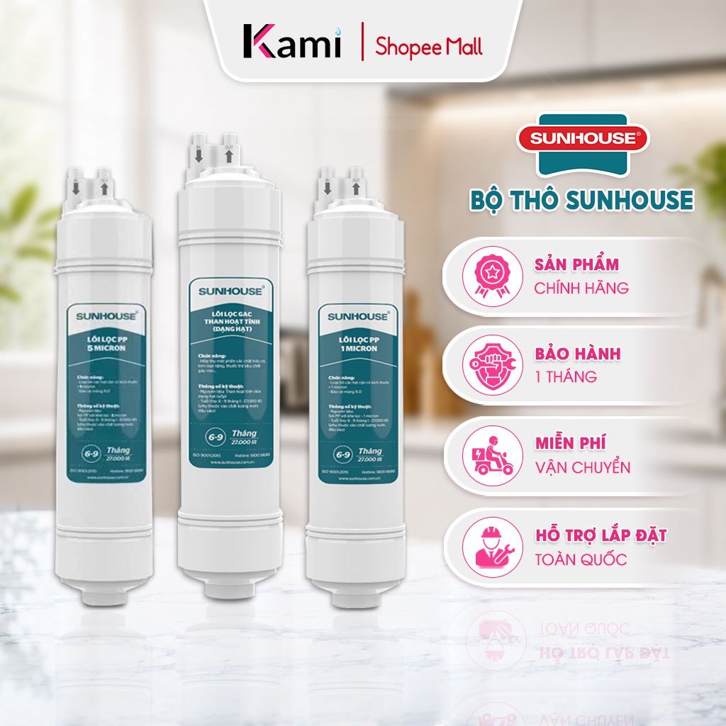 Combo 3 Lõi Lọc Thô Đúc Cắm Nhanh Sunhouse Dùng Cho Máy Model SHA8818K, SHA8878KV, SHA8879K, SHA8858K, SHA8869K,...