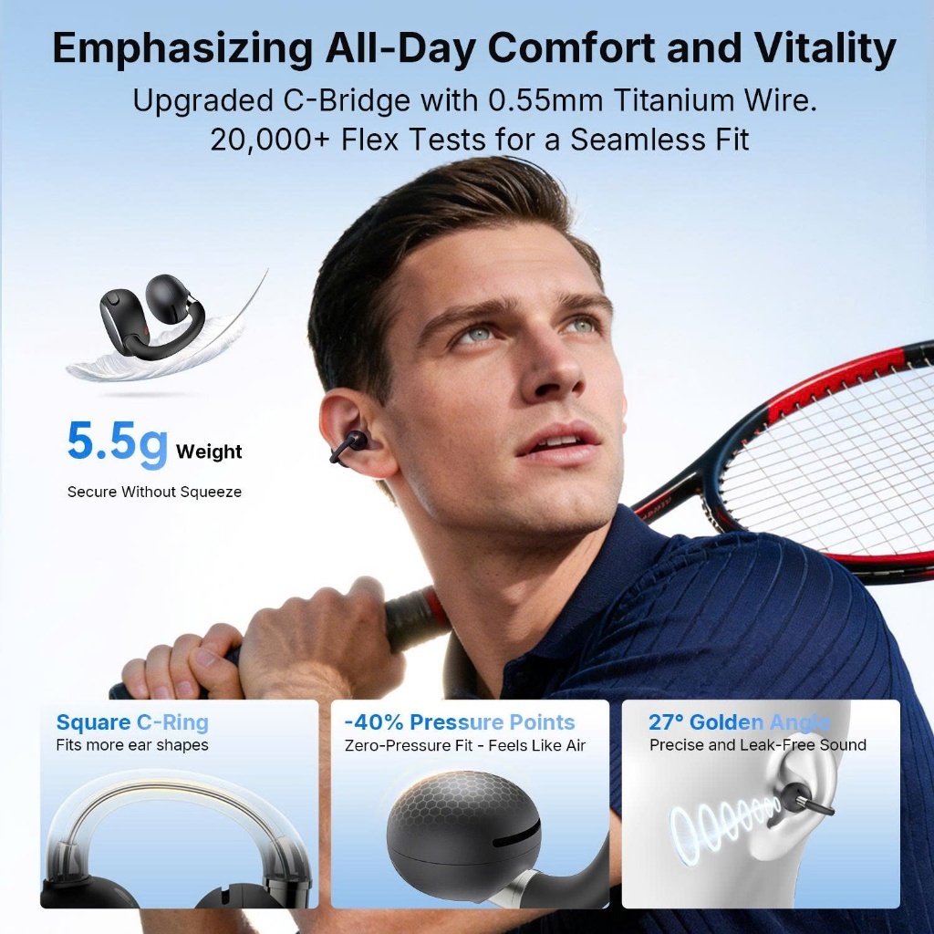 Tai nghe Bluetooth Earfun Clip 2 (Open-Ear) Bluetooth 6.0, Hi-Res LDAC, Pin 40h, Dịch thuật AI | BigBuy360 - bigbuy360.vn