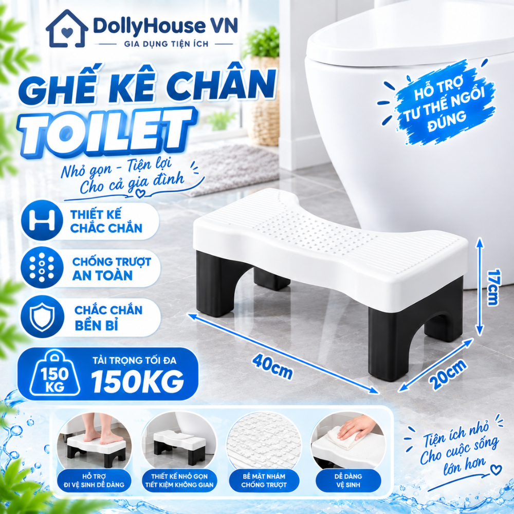 Ghế Kê Chân Toilet Hỗ Trợ Đi Vệ Sinh Đúng Tư Thế, Ghế Đẩu Hỗ Trợ Chống Trĩ
