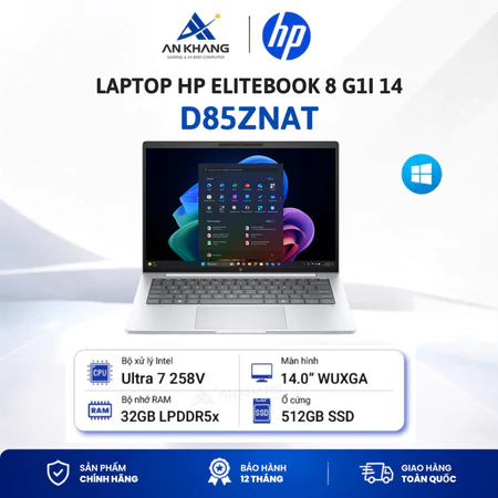 Laptop HP EliteBook 8 G1i 14 D85ZNAT | Core Ultra 7 258V | RAM 32GB LPDDR5x | SSD 512GB | Intel Arc | 14" WUXGA | Win 11