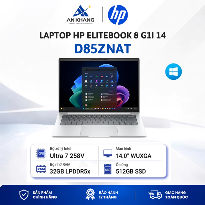 Laptop HP EliteBook 8 G1i 14 D85ZNAT | Core Ultra 7 258V | RAM 32GB LPDDR5x | SSD 512GB | Intel Arc | 14" WUXGA | Win 11