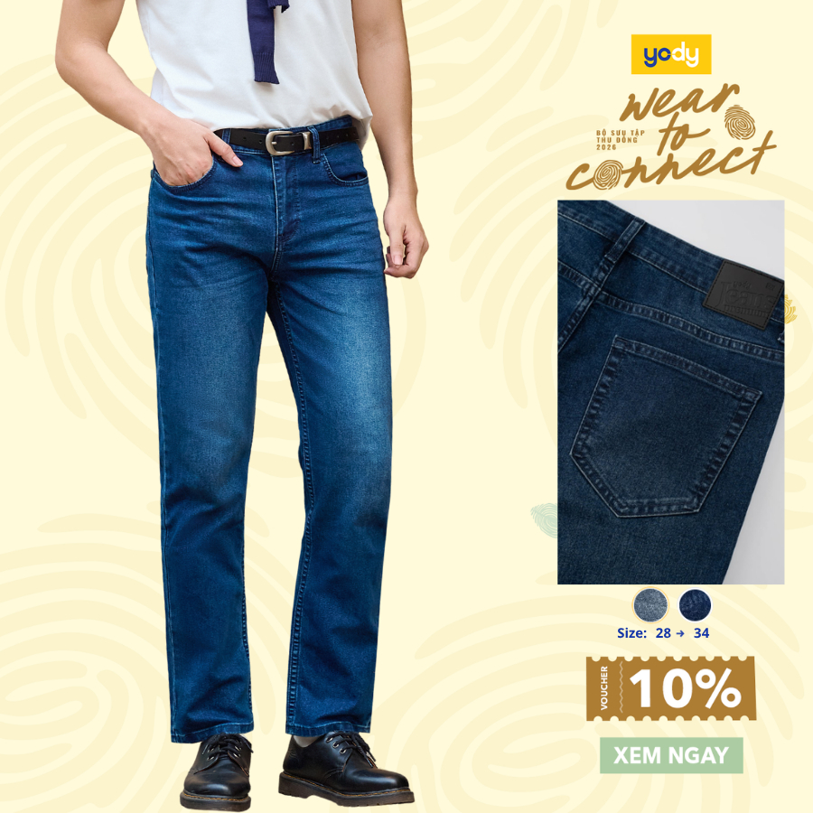 Quần Jeans Nam YODY Demin Co giãn, Dáng Regular Can Túi TRA - MCJE26A019