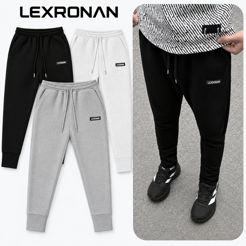 [SIÊU SALE] Quần Jogger Nam LEXRONAN Quần Thể Thao Nỉ Dày Dặn Fit Ôm Chân Trơn Basic Bo Ống #JG02