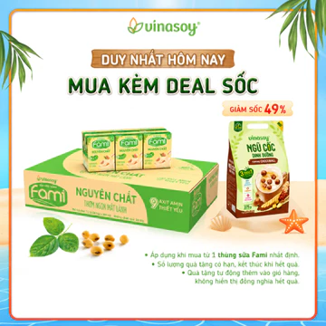 Thùng sữa đậu nành Fami Nguyên chất có đường (36 hộp x 200ml)