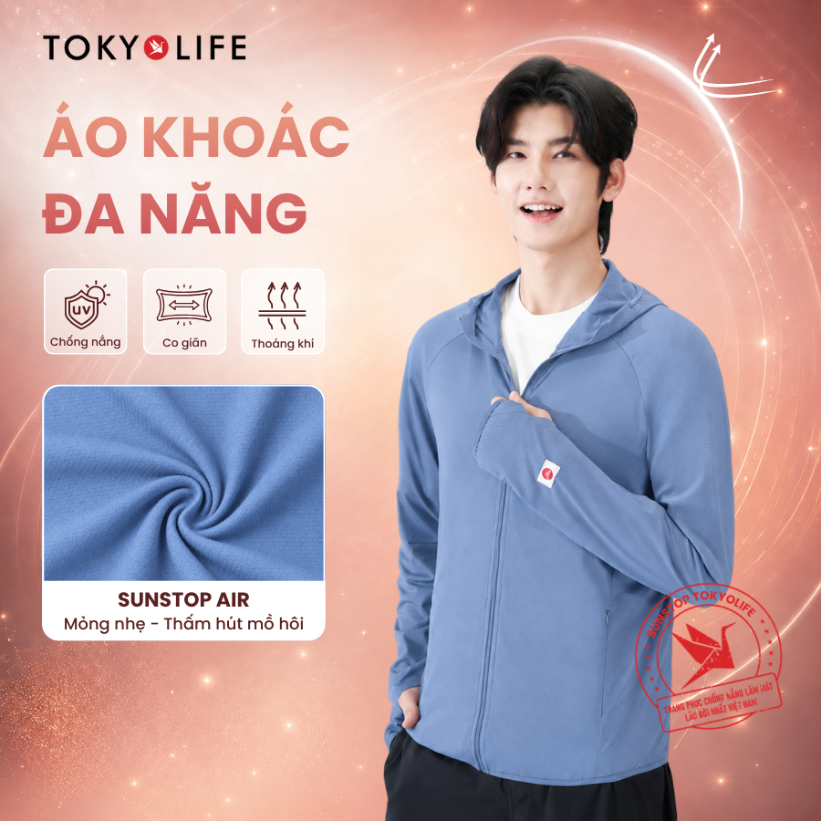 Áo Khoác Đa Năng Chống Nắng Nam TOKYOLIFE Chống Tia UV Dòng Sunstop Air Mũ Liền Thoáng Khí 40000462