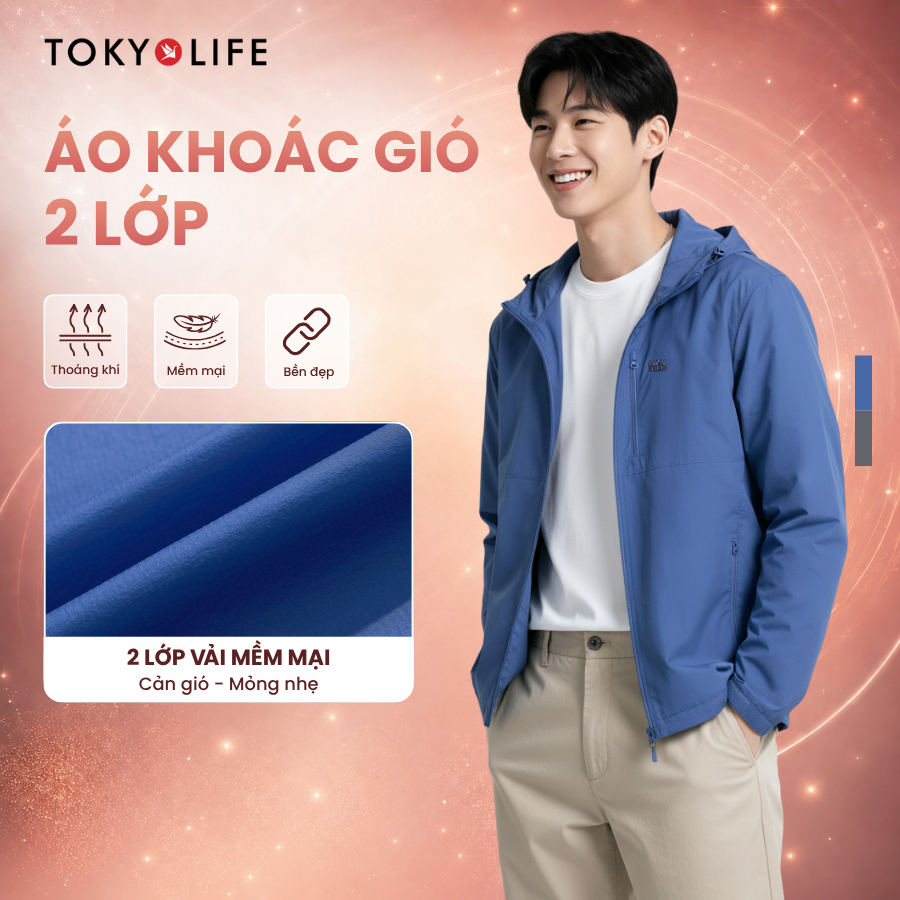[THU ĐÔNG 2026] Áo khoác gió nam 2 lớp cản gió TOKYOLIFE cản bụi kiểu dáng mỏng nhẹ mềm mại dễ phối 40002352