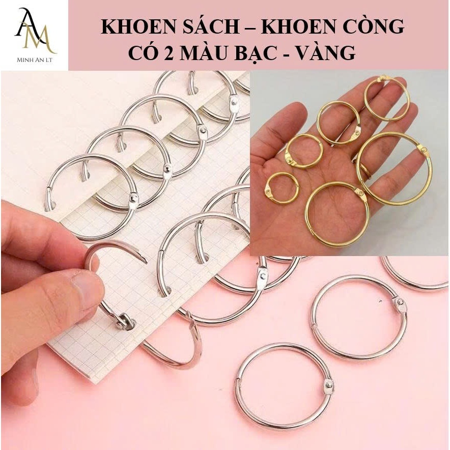 (Bịch 20 - 50 Cái) Khoen Tròn Làm Album Flashcard, Khoen Sách, Khoen Còng Đóng Gáy Sách, Sổ, Album