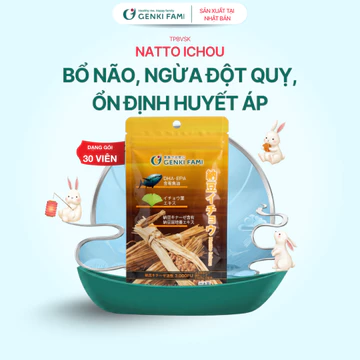 TPBVSK Viên Uống Phòng Ngừa Đột Quỵ, Bổ Não, Natto Ichou Genki Fami Nhật Bản Gói 30 Viên