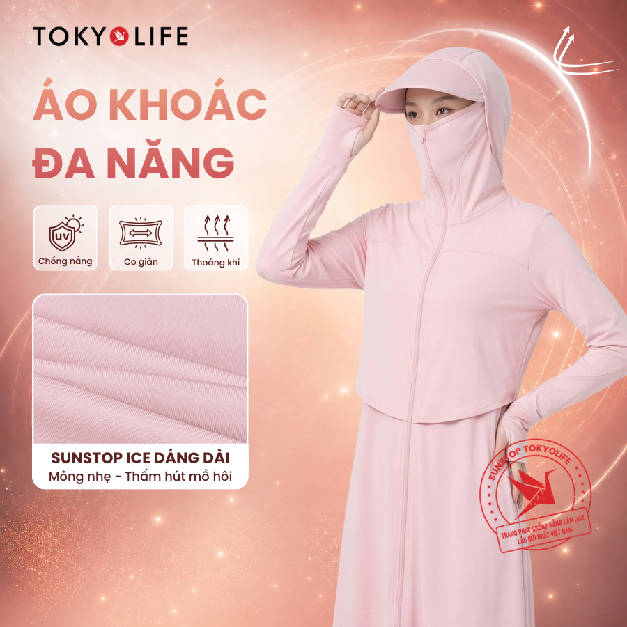 [NEW 2026] Áo khoác đa năng Nữ dáng dài TOKYOLIFE Sunstop Ice mát lạnh thoáng khí mũ rộng vành 40006077/40005326
