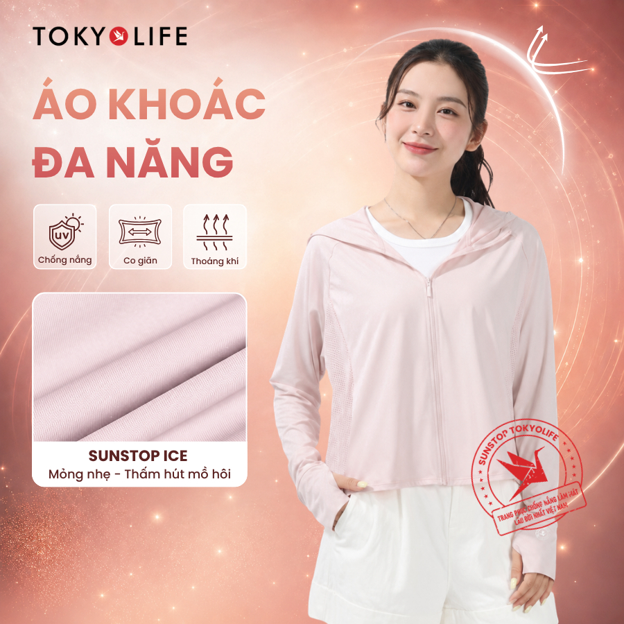 Áo khoác đa năng chống nắng TOKYOLIFE SunStop Ice kiểu dáng năng động thoáng khí bảo vệ da toàn diện 40005331