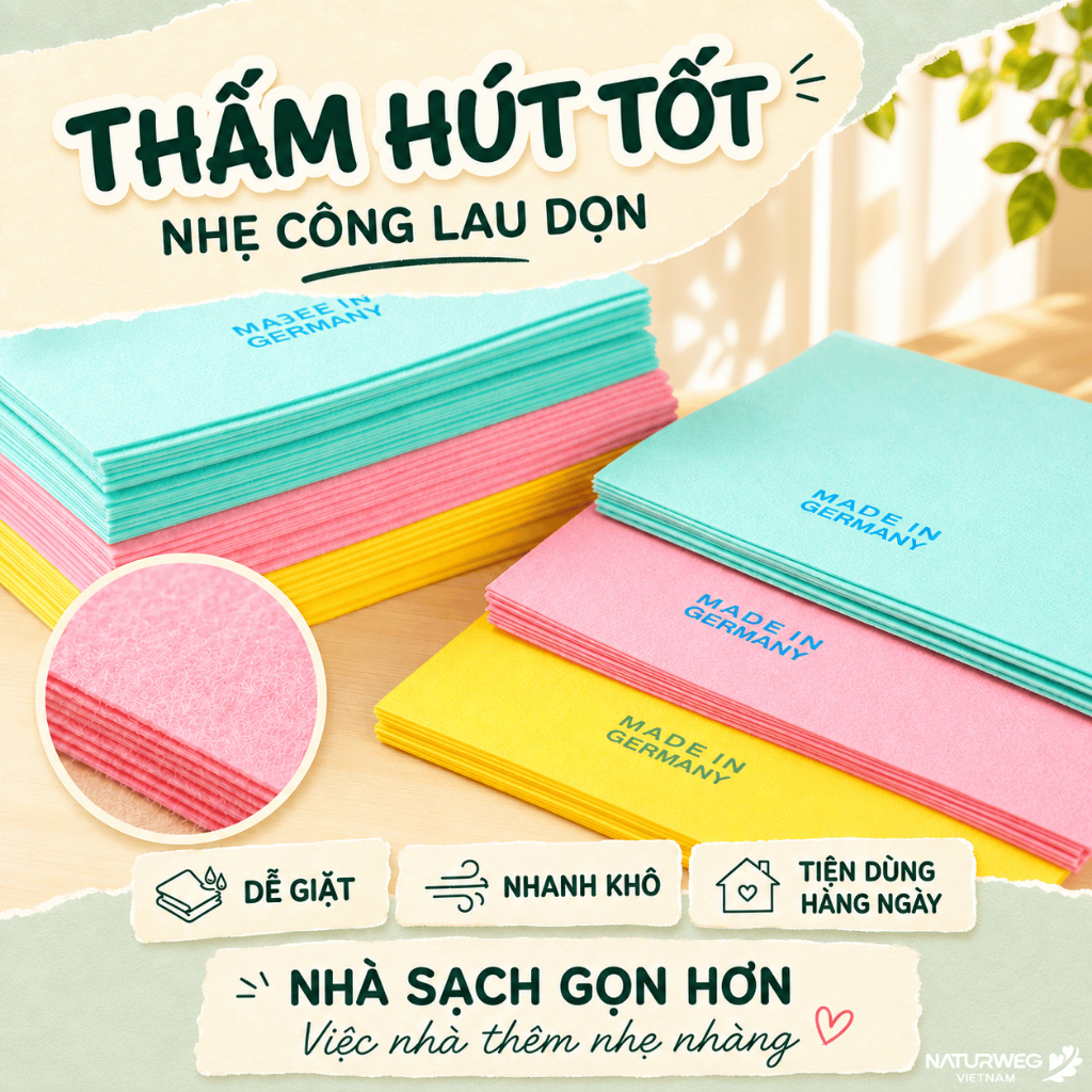 Khăn Lau Bếp Đức MEIKO Viscose Sợi Gỗ, Siêu Thấm Nước, Dễ Giặt, Nhanh Khô, Không Hôi Nhớt, 38x38cm | BigBuy360 - bigbuy360.vn