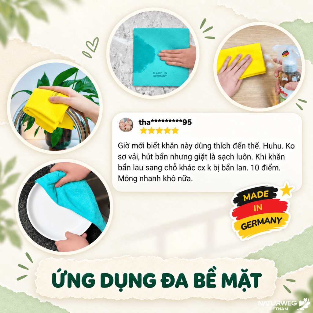 Khăn Lau Bếp Đức MEIKO Viscose Sợi Gỗ, Siêu Thấm Nước, Dễ Giặt, Nhanh Khô, Không Hôi Nhớt, 38x38cm | BigBuy360 - bigbuy360.vn