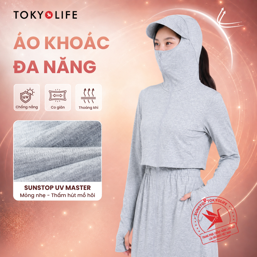 [NEW 2026] Áo khoác đa năng Nữ TOKYOLIFEchống nắng SunStop Master chống tia UV dáng dài thoáng mát tối ưu 40005960