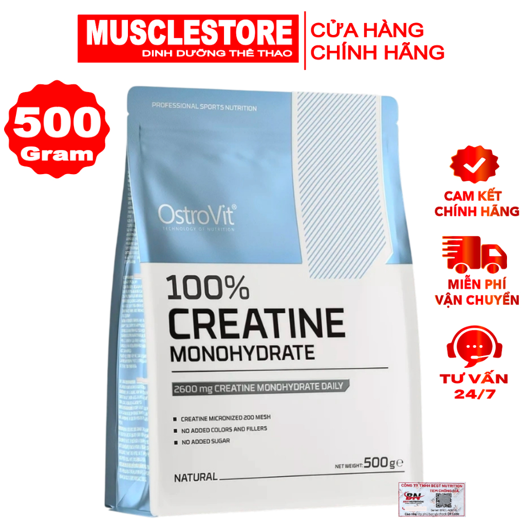 Creatine Monohydrate - Ostrovit (300g, 500g) Tăng Cơ, Tăng Sức Mạnh & Hiệu Suất Tập Luyện