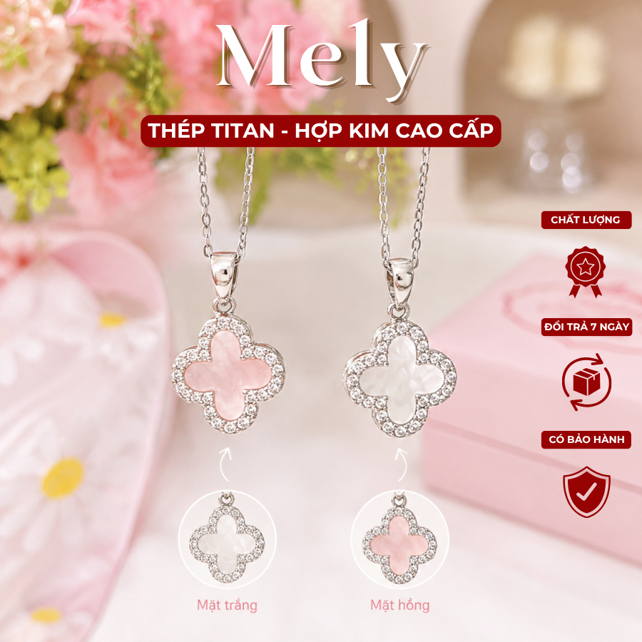 [KHÔNG ĐEN GỈ] Dây chuyền titan cỏ bốn lá may mắn unisex basic đơn giản Mely - TT09