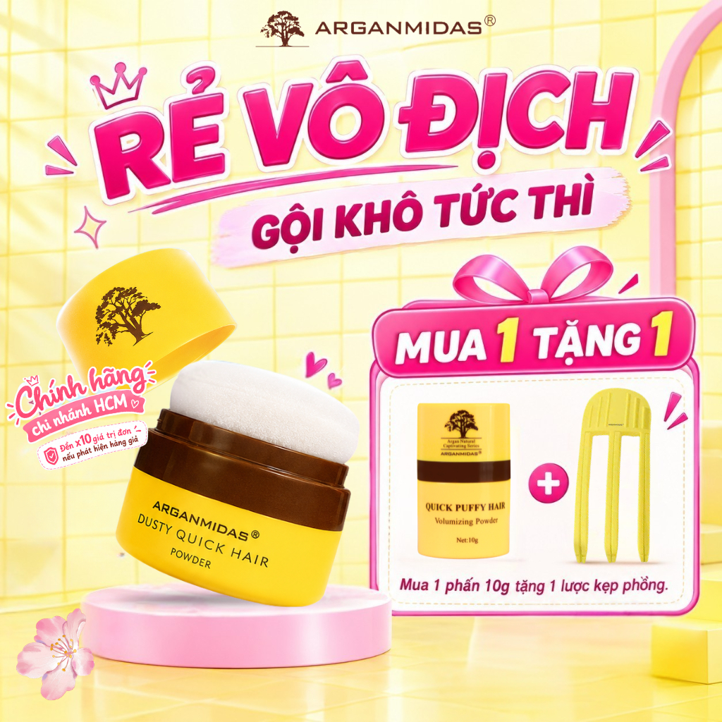 Phấn Tóc Kiềm Dầu Arganmidas 4g, Bột Tạo Phồng Chân Tóc, Giảm Bết Tóc, Tóc Bồng Bềnh Tức Thì