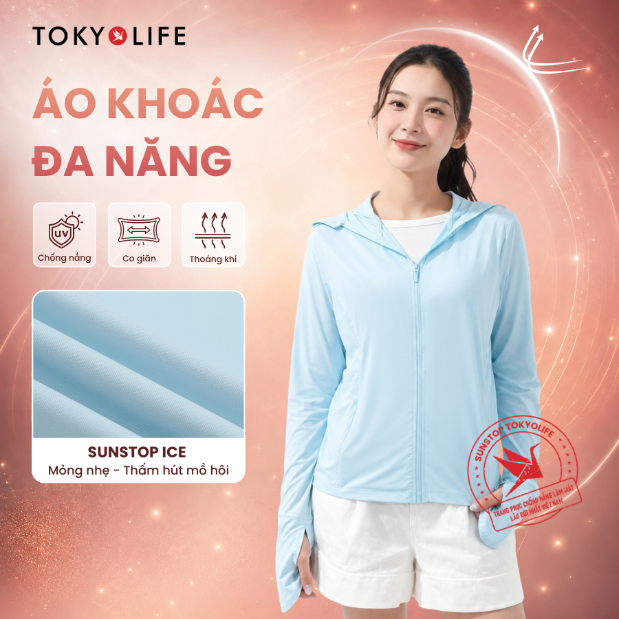 [LIVESTREAM] Áo khoác đa năng chống nắng nữ TOKYOLIFE SunStop Ice thoáng khí có mũ rộng vành 40006348