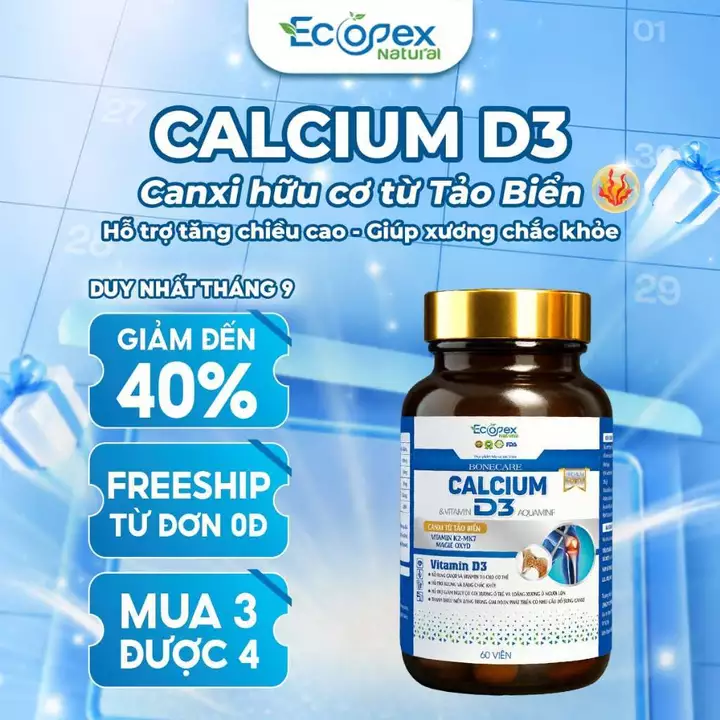 CALCIUM D3 - Viên Uống Bổ Sung Canxi, Hỗ Trợ Tăng Chiều Cao, Giúp Xương Chắc Khỏe