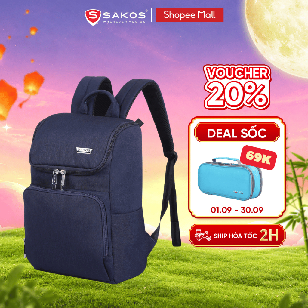 Balo Laptop Du Lịch Cao Cấp SAKOS WAYVIE 14 Inch Form Dáng Hiện Đại Chống Sốc Laptop Hiệu Quả