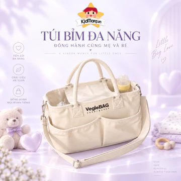 Túi đựng bỉm sữa VegleBag Vegiebag túi vải đựng bỉm sữa đa năng nhiều ngăn cho mẹ và bé